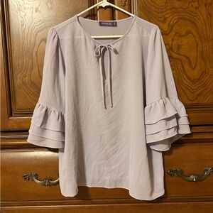Adore Me Lavender Tie Front Ruffled Blouse